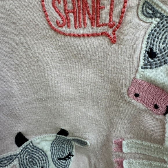 Carter’s 2T Girls Rise and Shine Cow Pink Girls Ling Sleeve Pajama Top - Picture 3 of 5